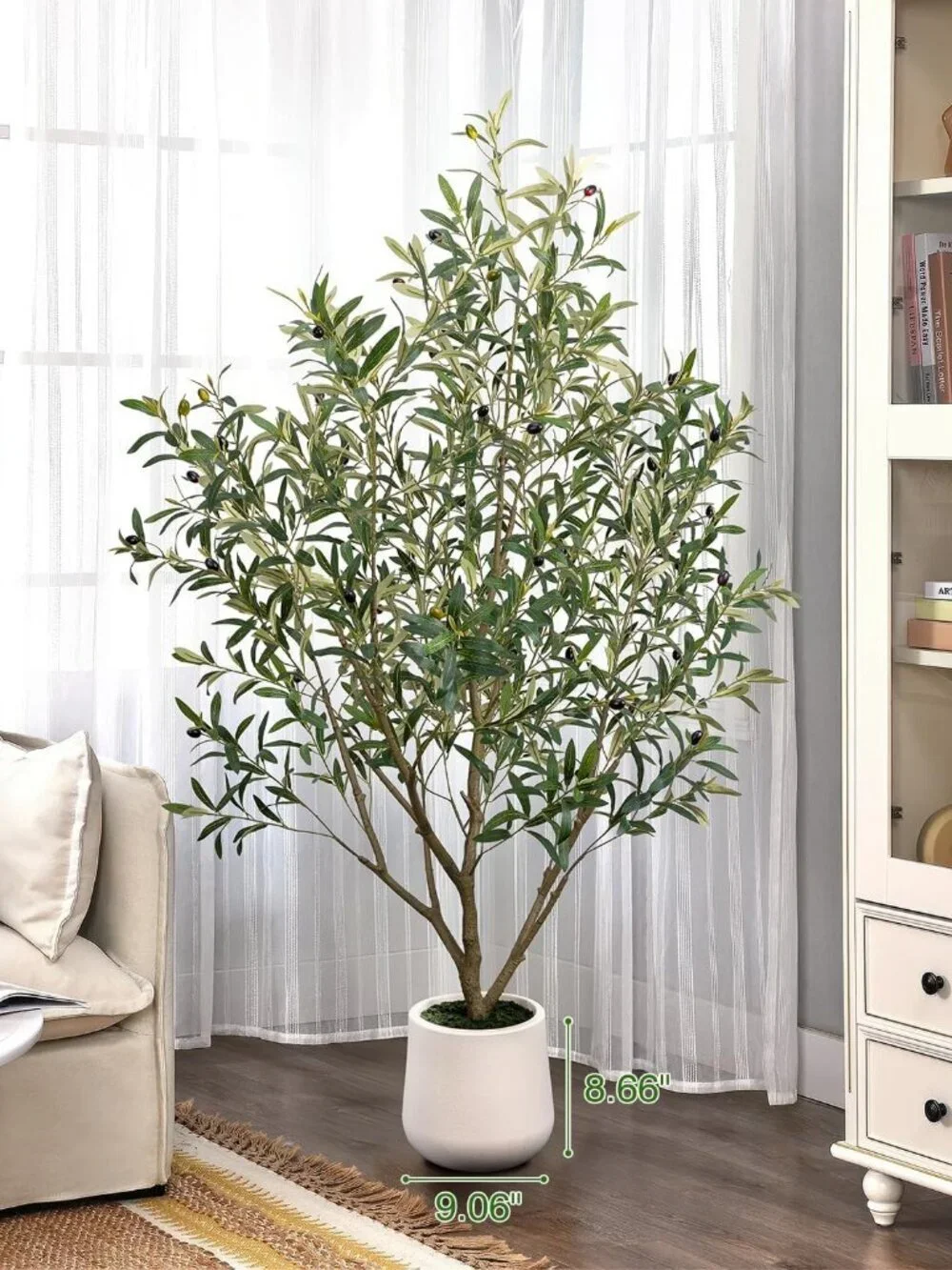 Artificial Olive Tree 5FT Tall Faux Olive Trees Indoor with White Planter Large